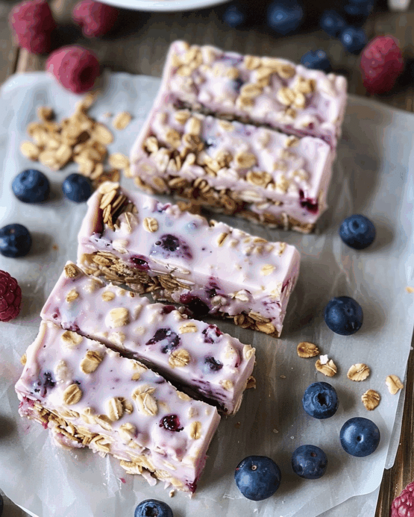 Blueberry Vanilla Greek Yogurt Granola Bars
