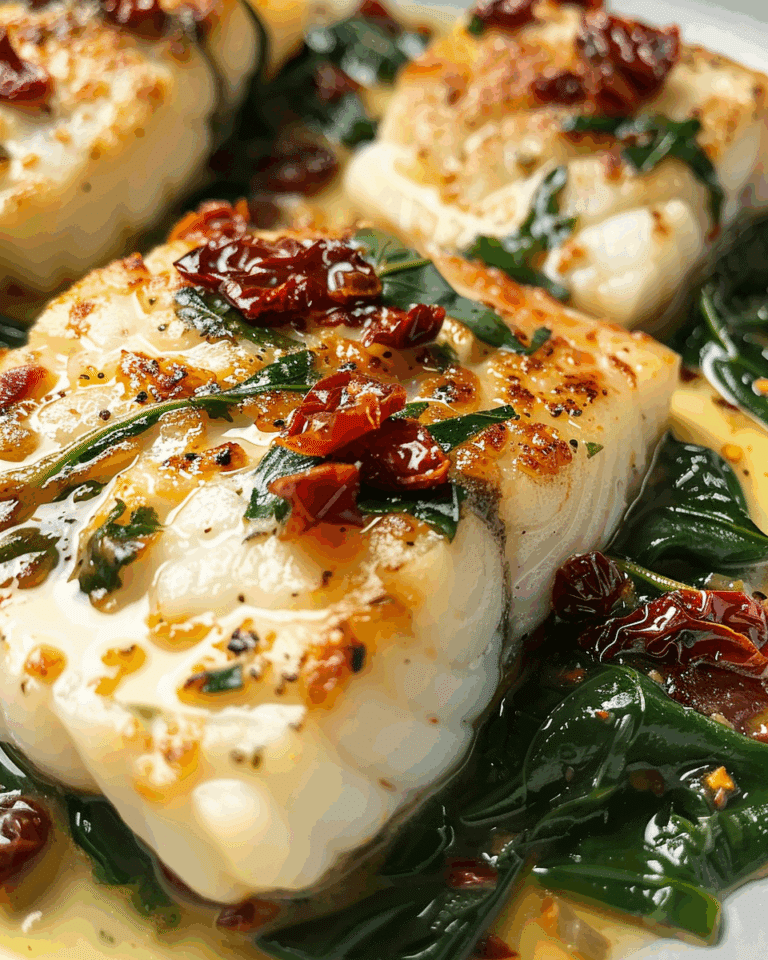 Creamy Keto Tuscan Cod with Spinach and Sun-Dried Tomatoes