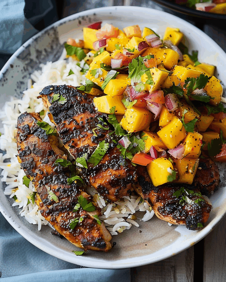 Grilled Jerk Chicken Cutlets with Mango Salsa
