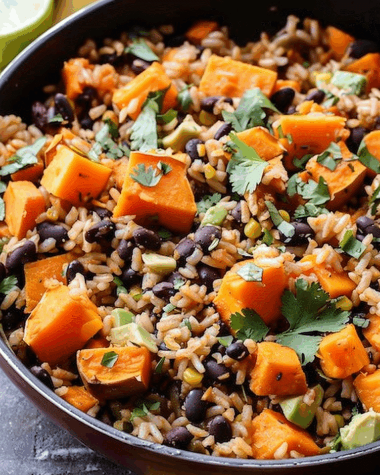 Southwest Sweet Potato, Black Bean, and Rice Skillet