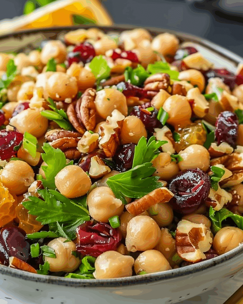 Cranberry Walnut Chickpea Salad with Orange Vinaigrette