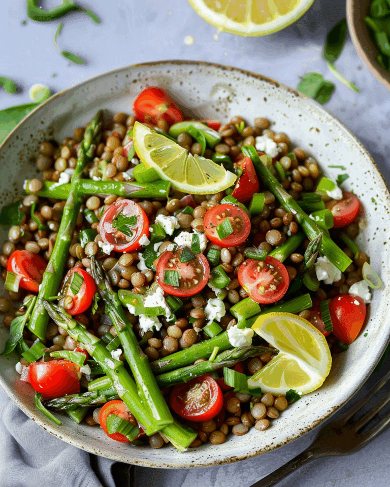 Lemony Lentil Salad with Asparagus and Tomatoes