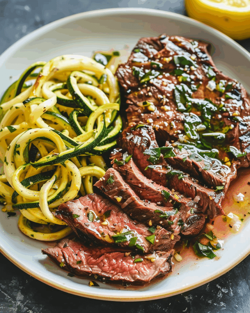 Garlic Butter Steak & Zucchini Noodles