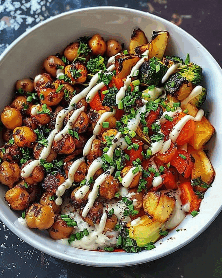 Roasted Chickpea & Veggie Bowl with Tahini Drizzle