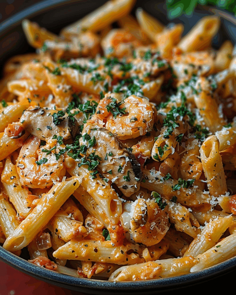 Surf & Turf Penne with Creamy Tomato Sauce