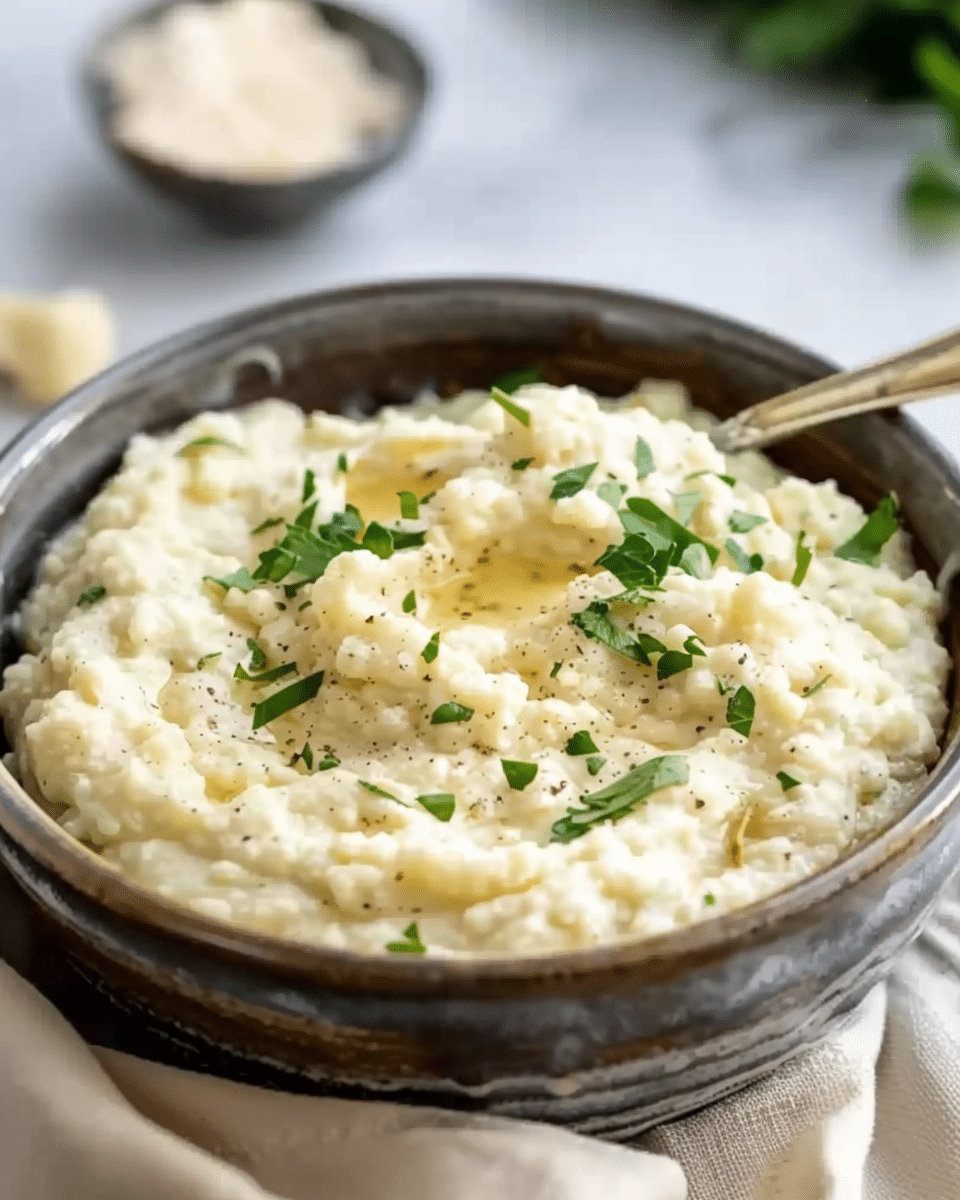 Creamy Cauliflower Rice Cheese Mash