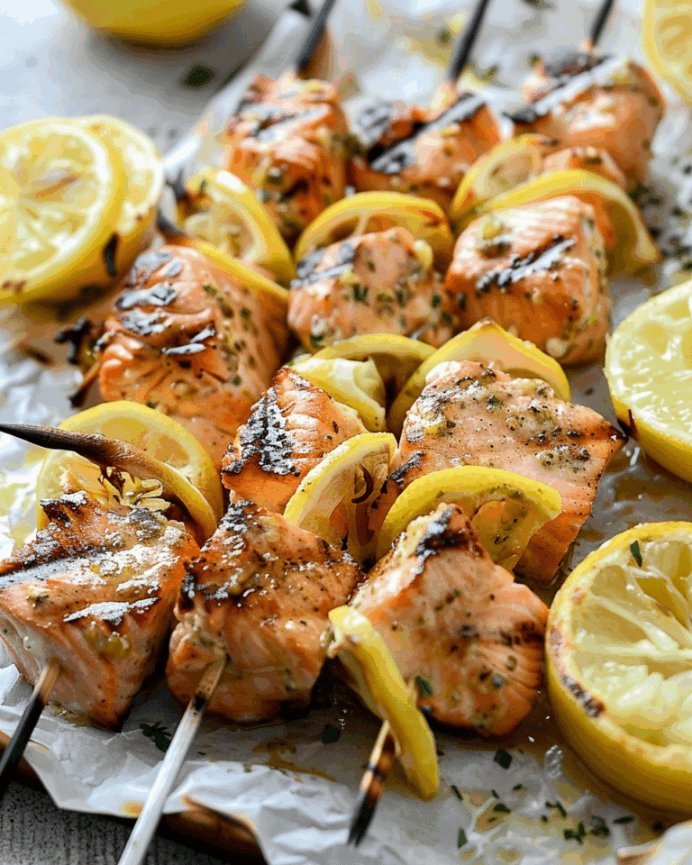 Grilled Lemon Salmon Skewers