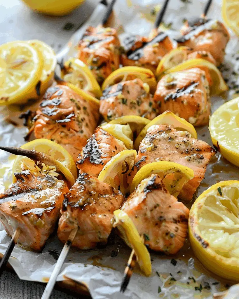 Grilled Lemon Salmon Skewers