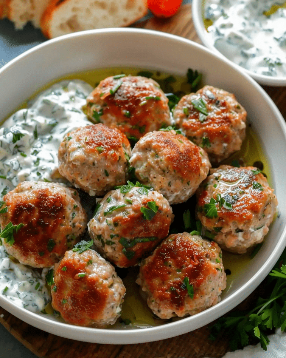 Greek-Style Turkey Meatballs with Creamy Tzatziki
