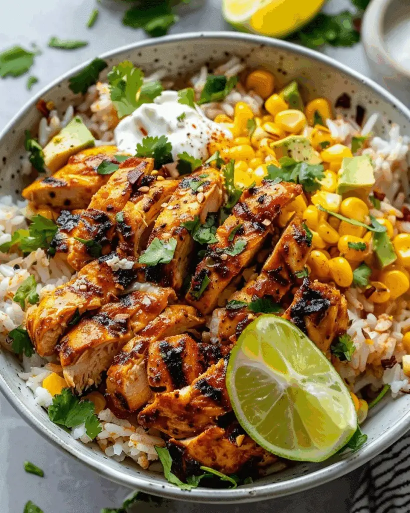 Street Corn Chicken Rice Bowl