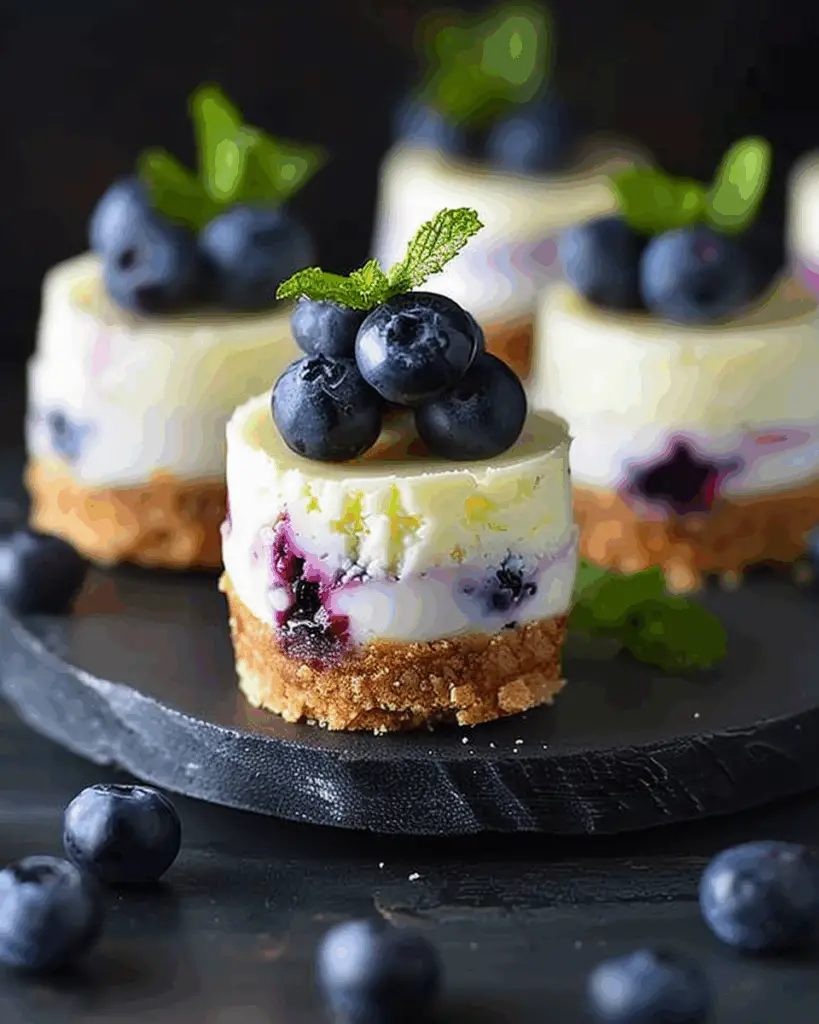 Mini Lemon Blueberry Cheesecakes