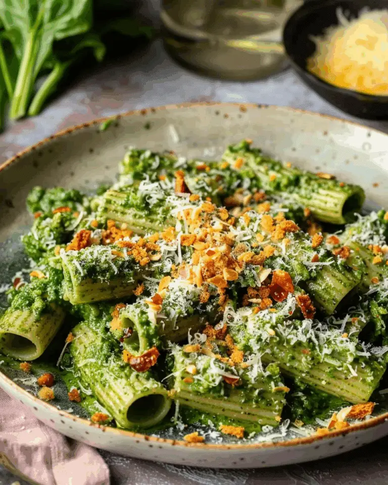 Saucy Green Pasta with Calabrian Breadcrumbs