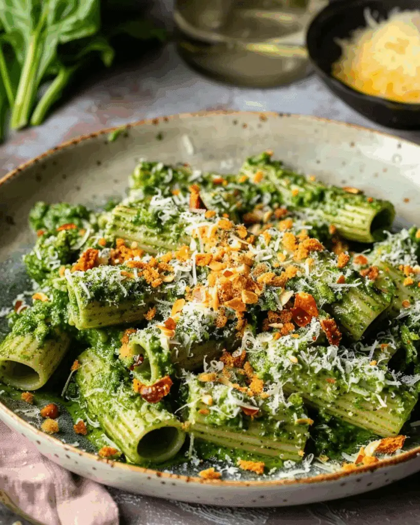 Saucy Green Pasta with Calabrian Breadcrumbs