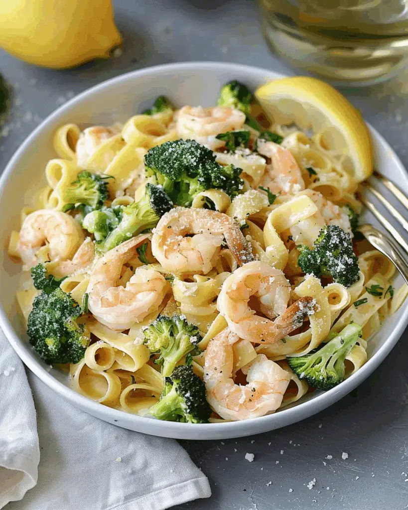 Creamy Lemon and Broccoli Pasta with Shrimp
