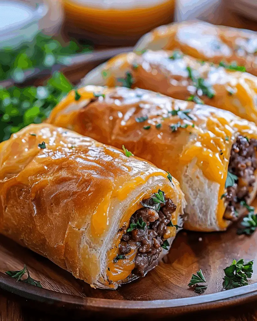 Easy Garlic Butter Beef Cheeseburger Rollups