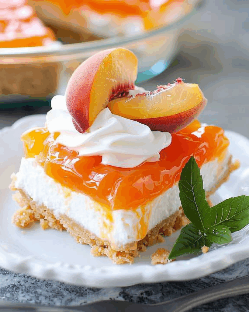 No-Bake Fresh Peach Cheesecake Dessert