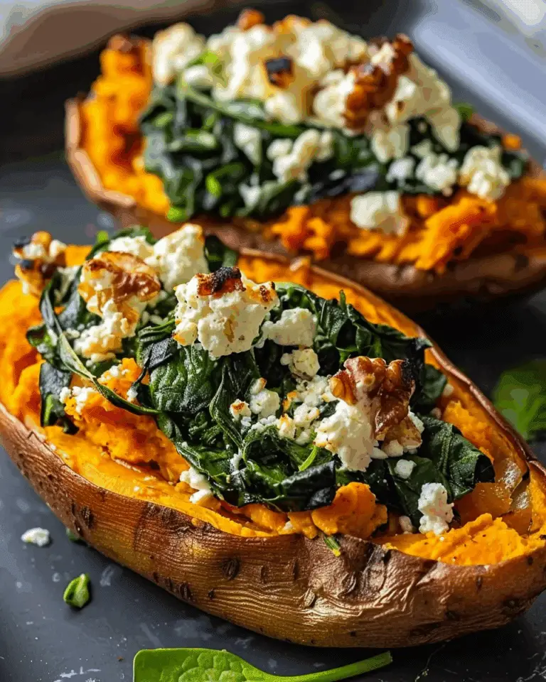 Stuffed Sweet Potatoes with Spinach & Feta