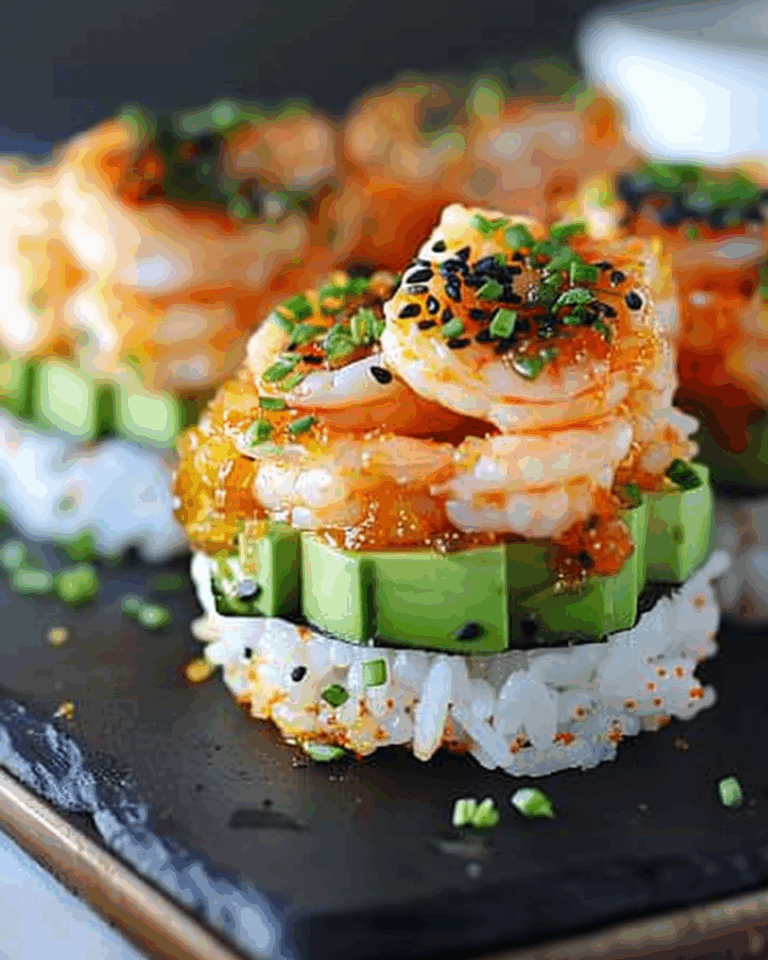 Spicy Shrimp Sushi Stacks