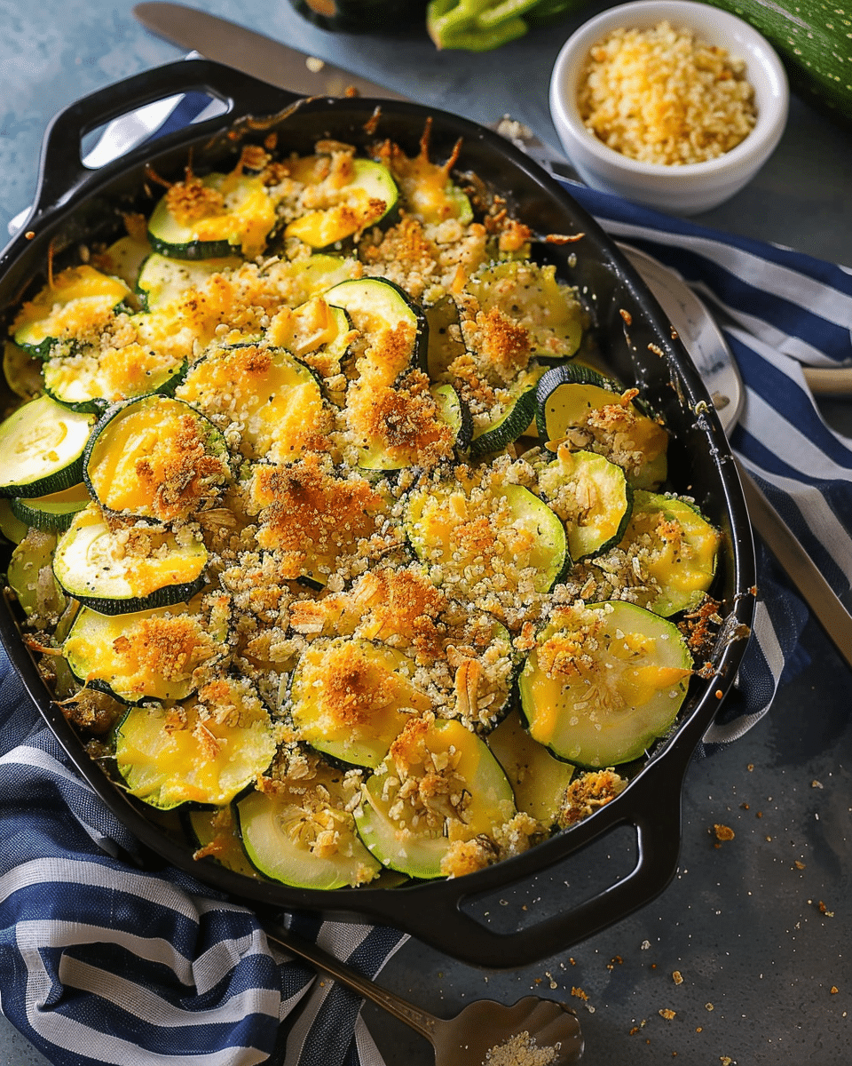 Zucchini Squash Casserole with Crispy Topping