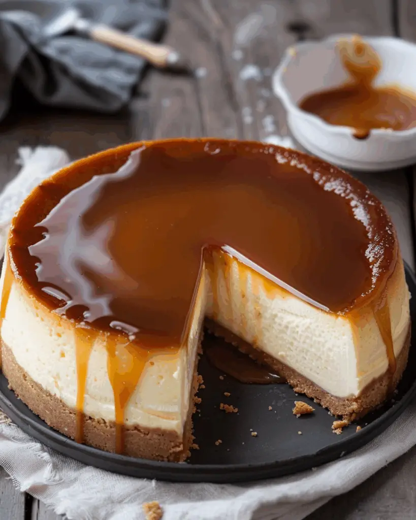 Ultra-Creamy Basque Cheesecake with Salted Caramel Sauce
