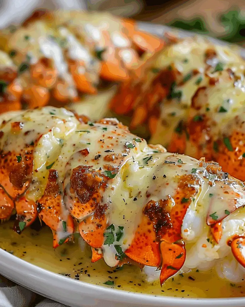 Broiled Lobster Tails in Creamy Garlic Butter Sauce