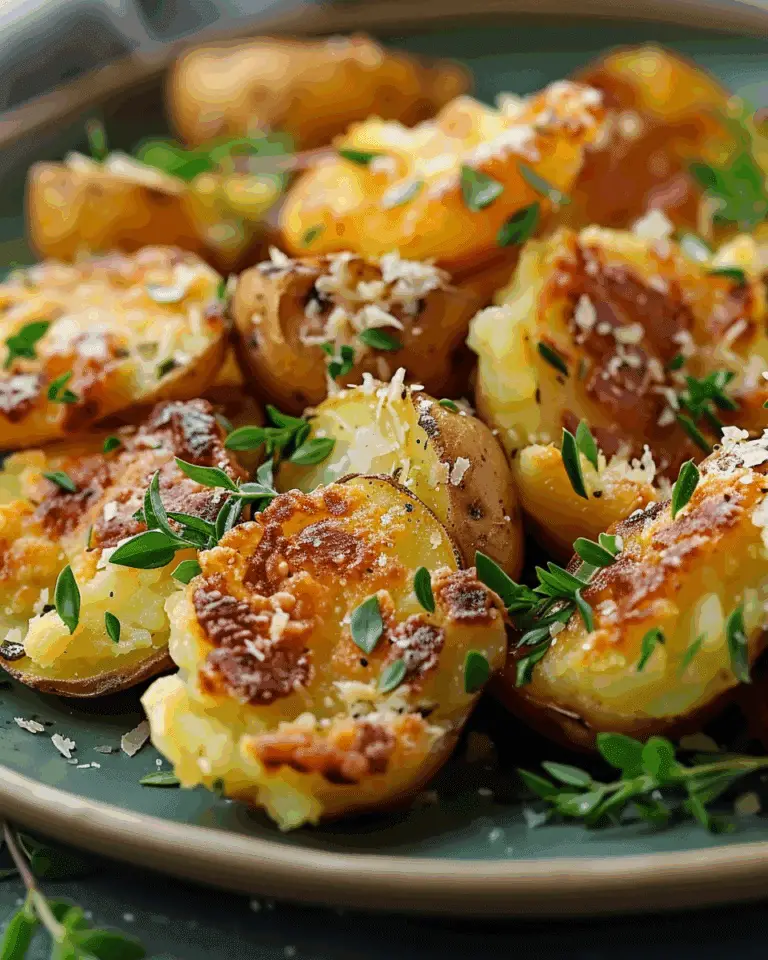Crispy Garlic Butter Parmesan Smashed Potatoes