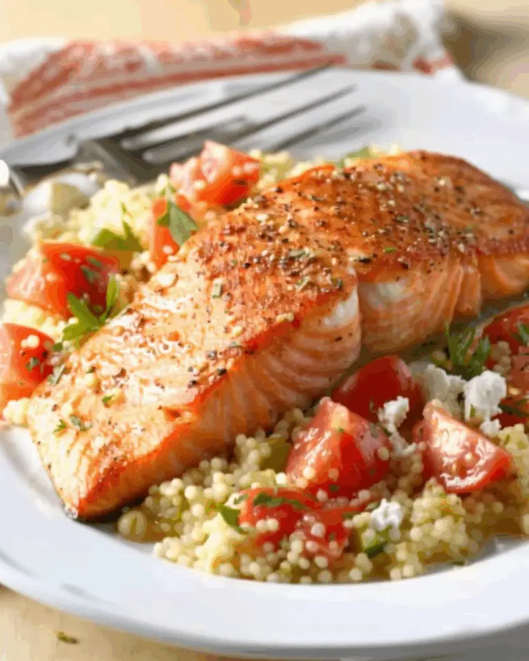 Salmon with Tomato-Goat Cheese Couscous