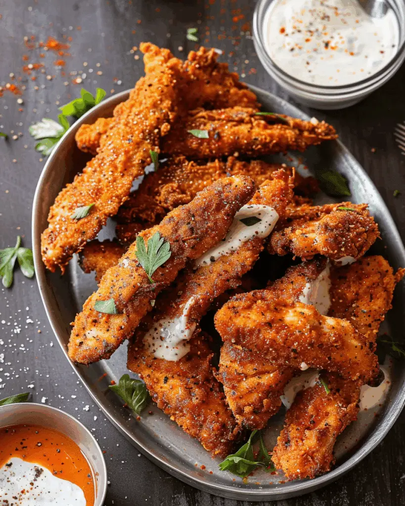 Black Pepper Rub Chicken Fingers with Greek Yogurt Ranch