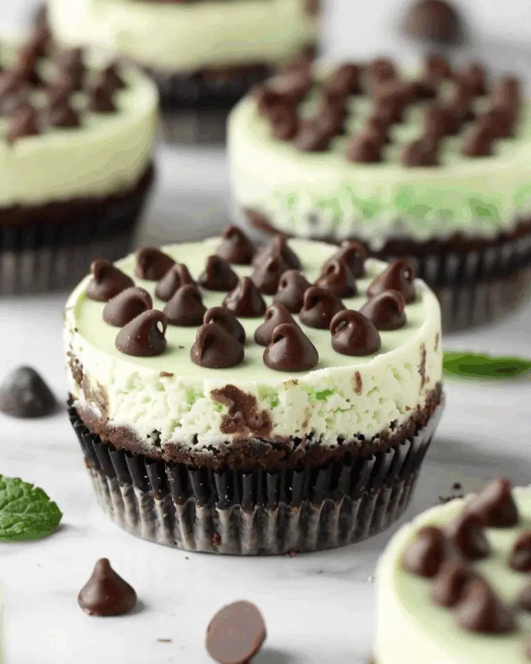 Mint Chocolate Chip Mini Cheesecakes