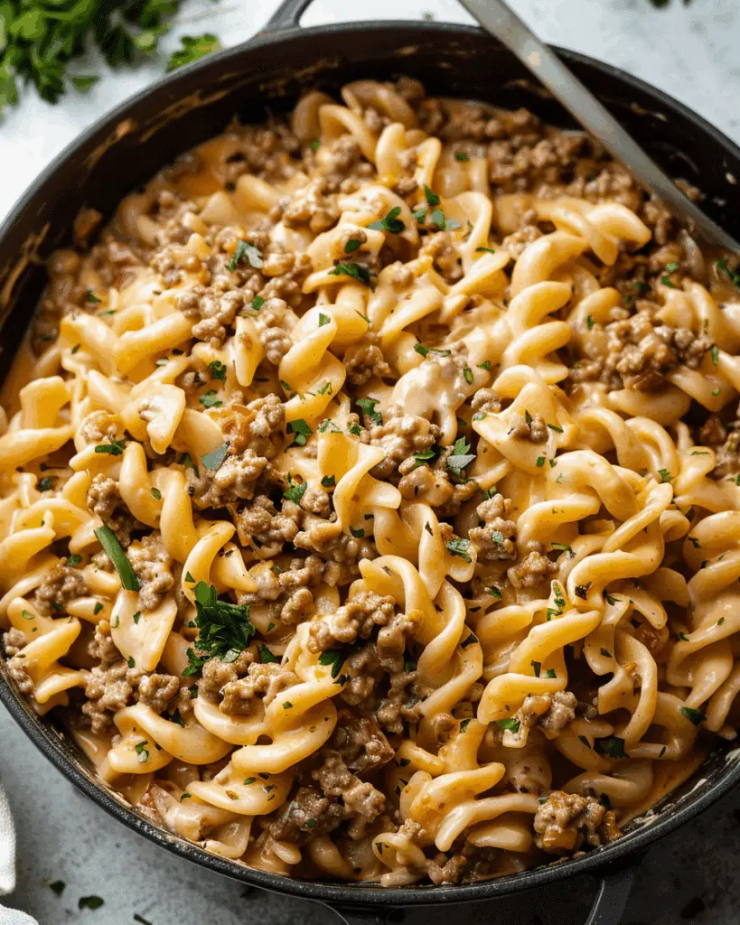 Stovetop Creamy Ground Beef Pasta