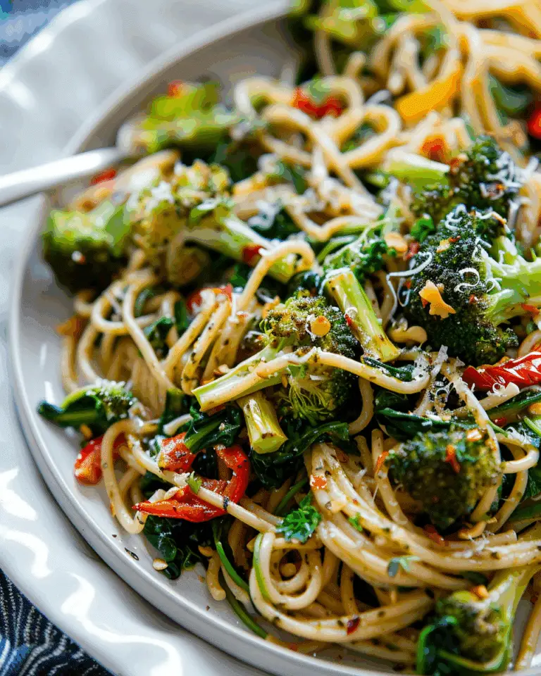 Spinach Pasta with Roasted Broccoli & Bell Pepper