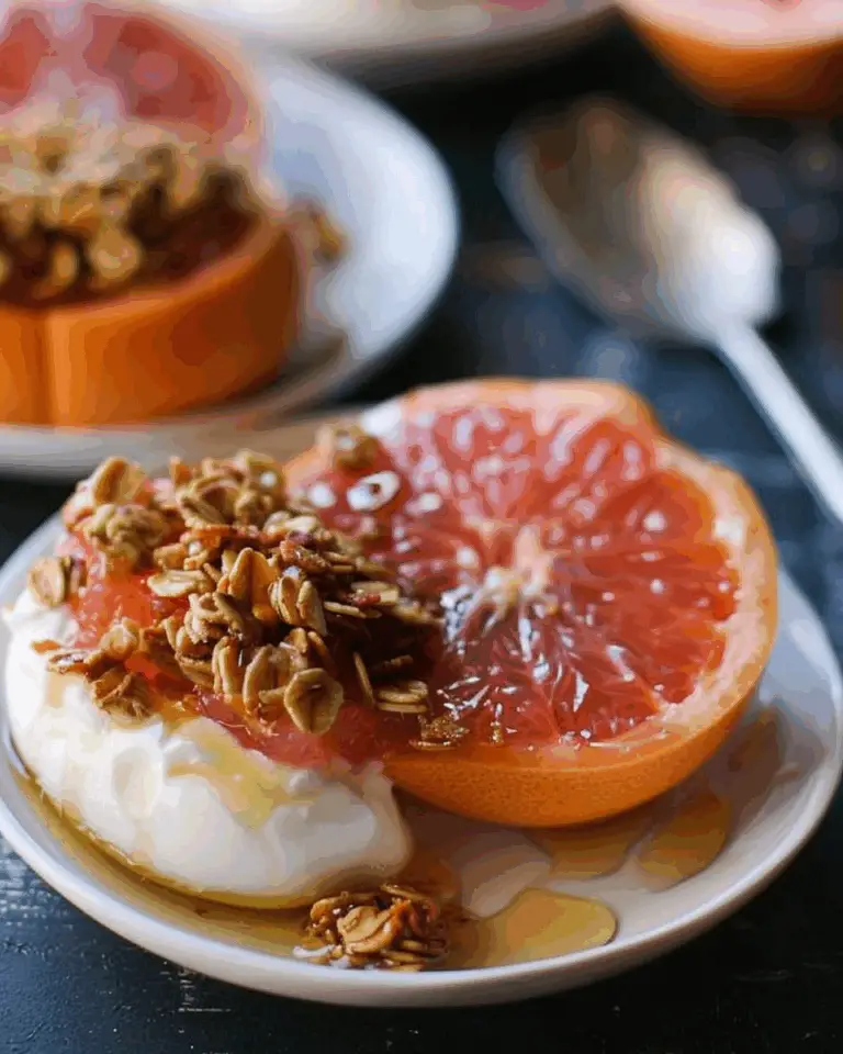 Broiled Grapefruit with Honey Yogurt and Granola