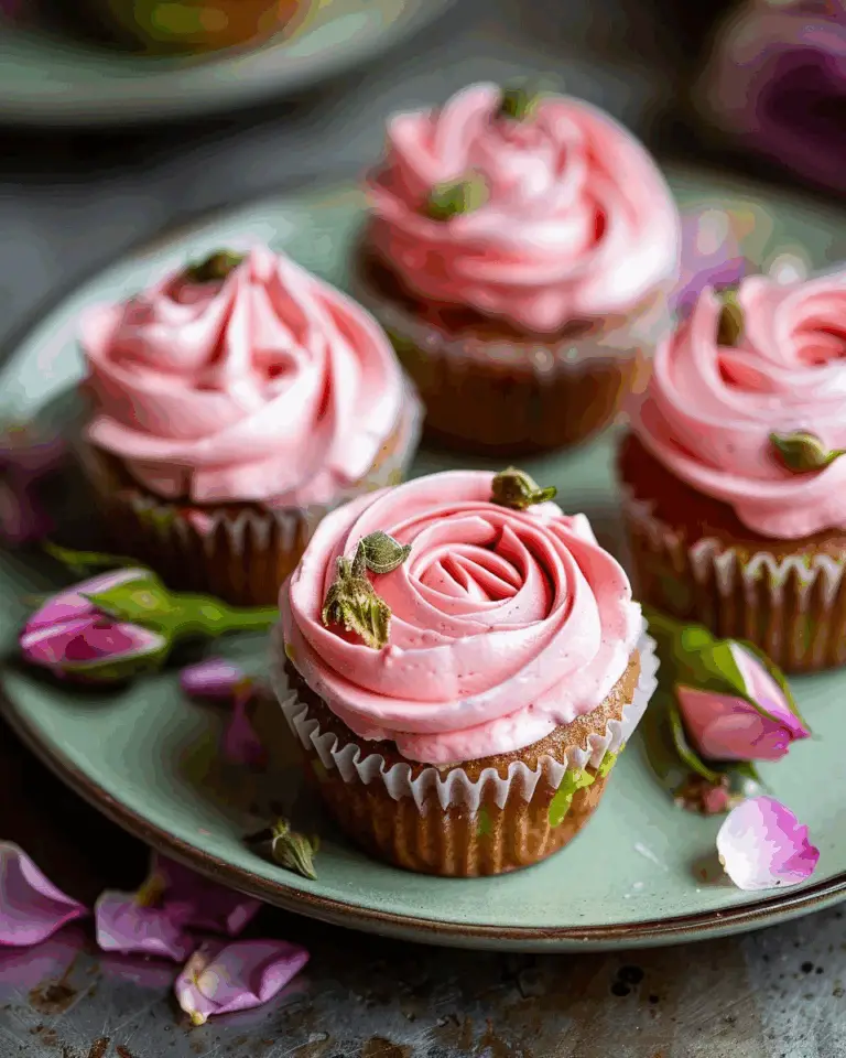 Vegan Mini Rose Pistachio Cupcakes