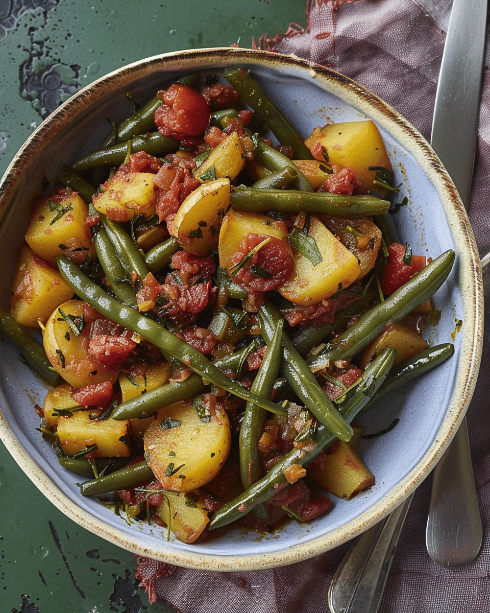 Stewed Green Beans with Potatoes and Tomatoes