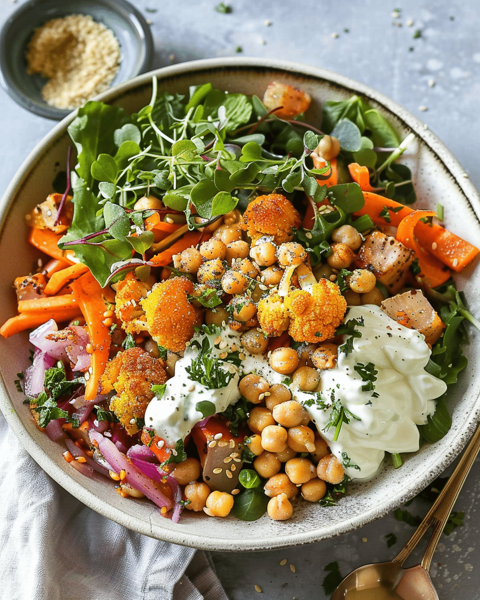Easy Nourish Bowl with Tahini Yogurt Dressing