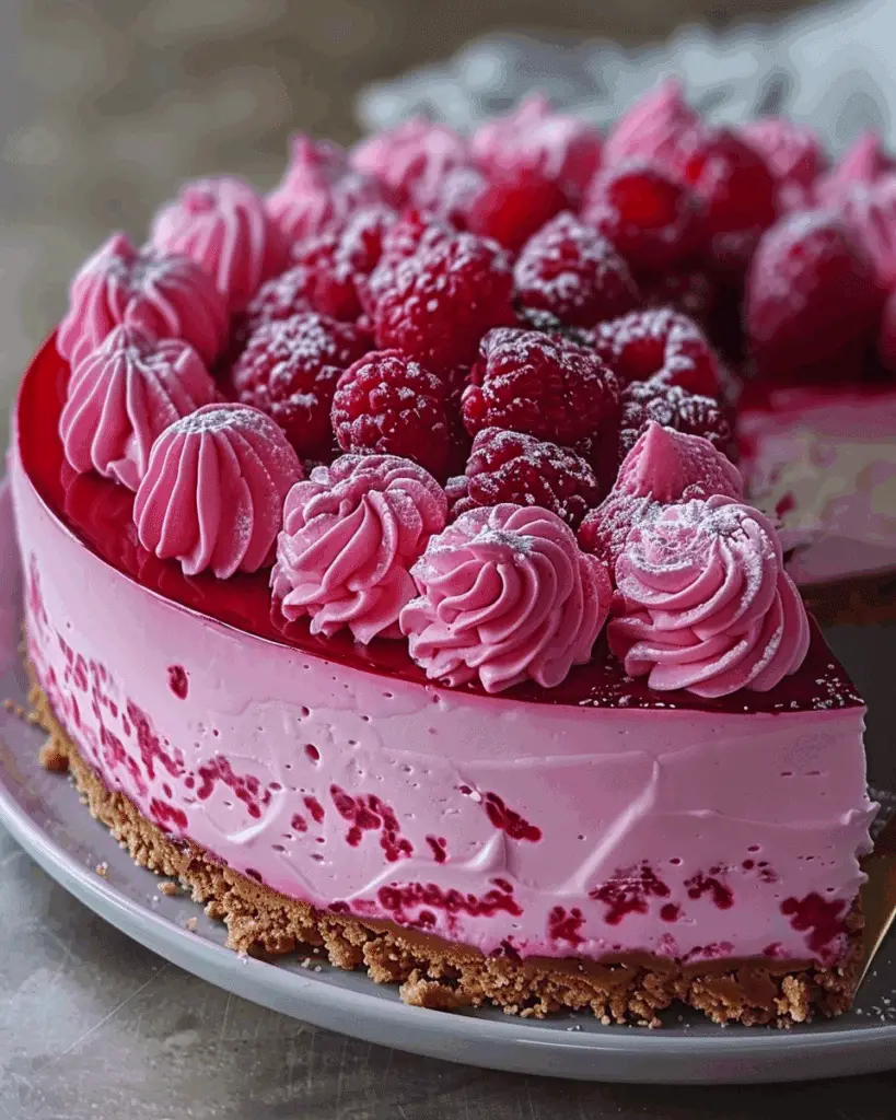 Luxurious Pink Velvet Raspberry Cheesecake