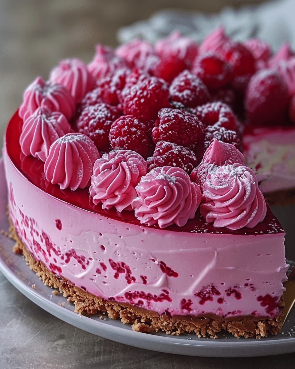 Luxurious Pink Velvet Raspberry Cheesecake