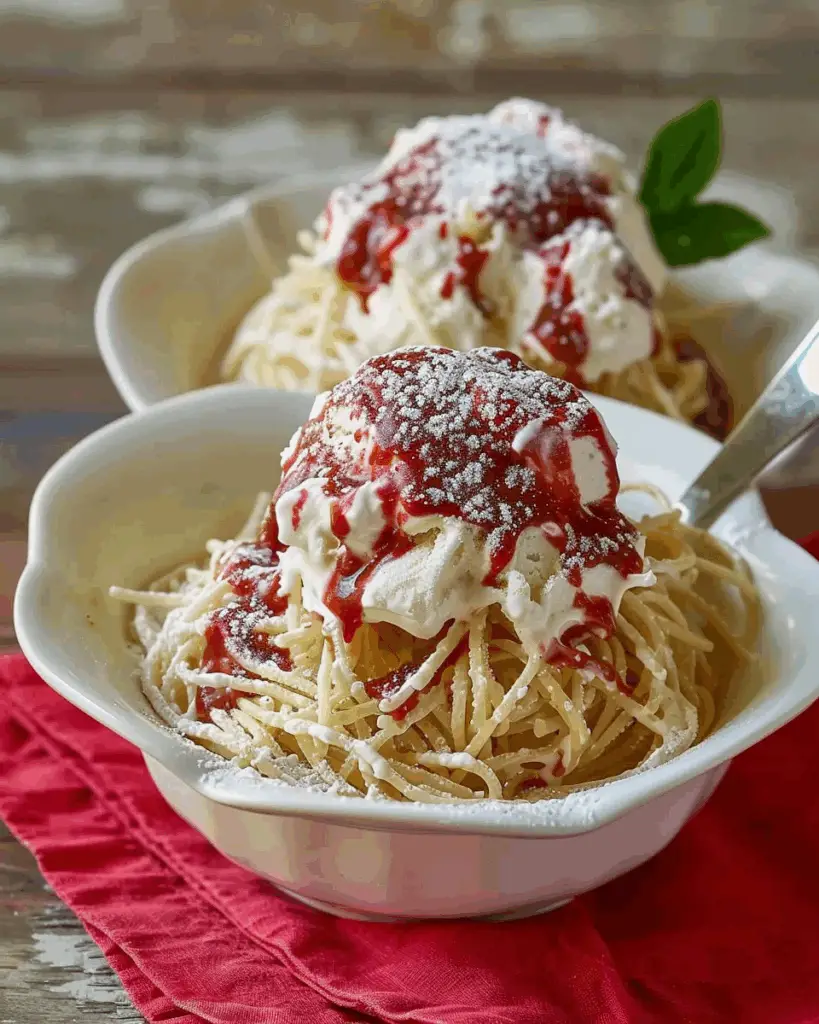 Spaghetti Ice Cream Sundae (Spaghetti-Eis)