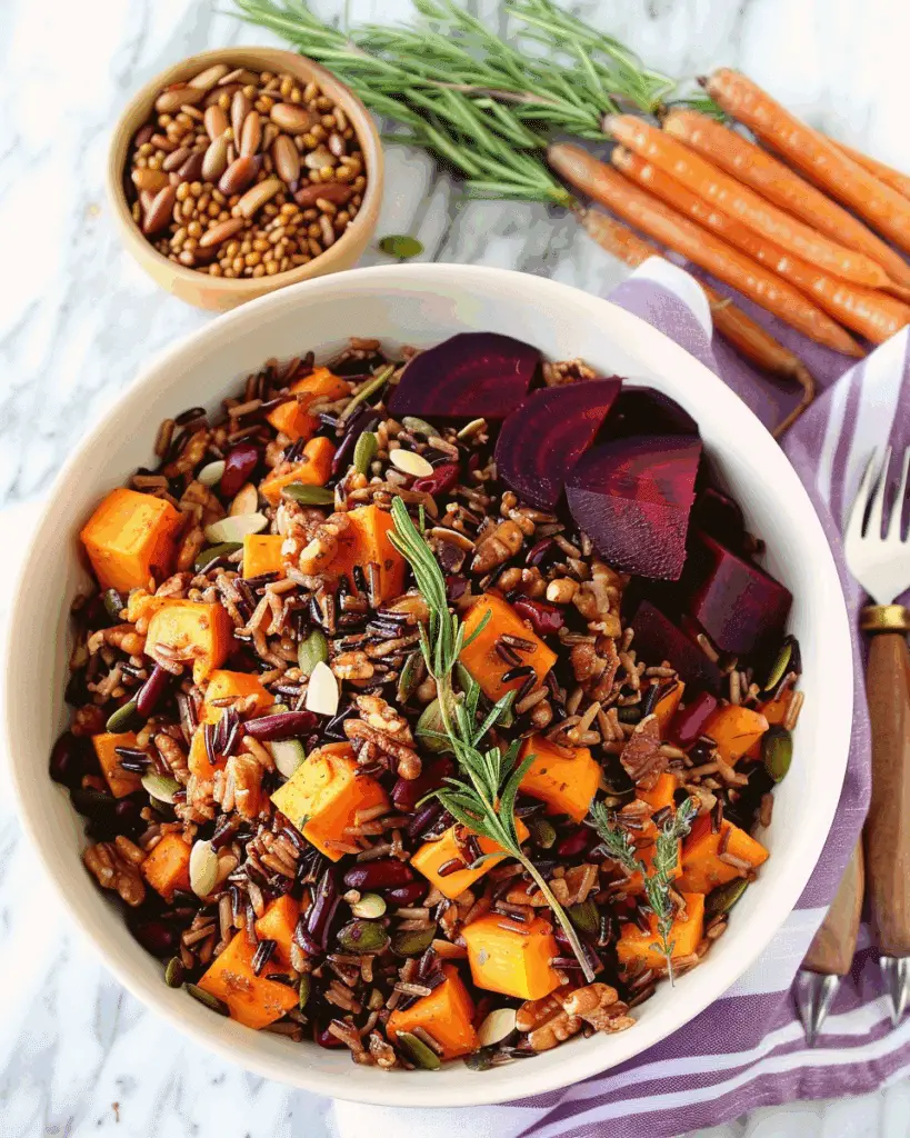 Sweet Potato and Beet Wild Rice Salad with Tarragon Vinaigrette