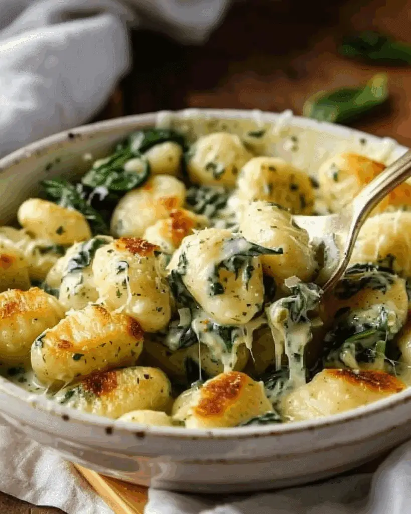 Creamy Pesto Gnocchi with Spinach and Artichokes