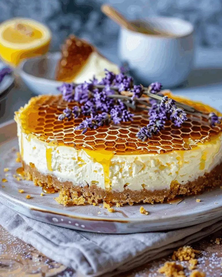Lemon Lavender Cheesecake Topped with Honeycomb: A Culinary Masterpiece