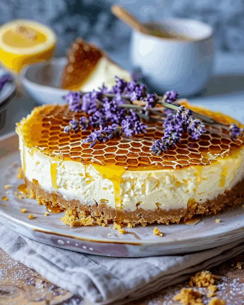 Lemon Lavender Cheesecake Topped with Honeycomb: A Culinary Masterpiece