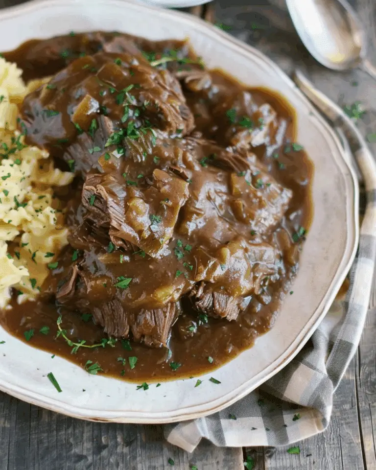 Slow Cooker Sauerbraten Beef in Gingersnap Gravy