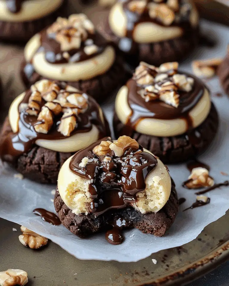 Cheesecake Filled Chocolate Walnut Thumbprint Cookies