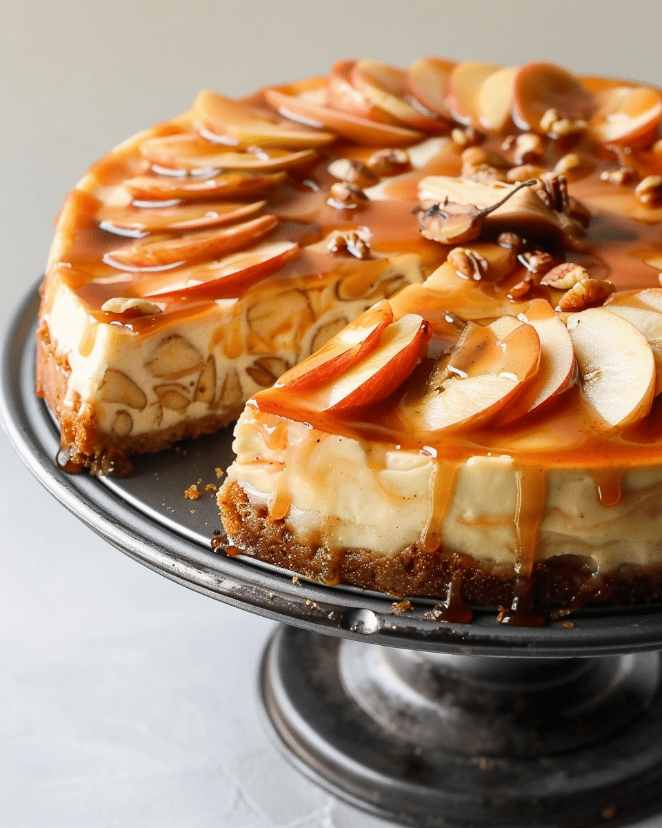 Healthier Caramel Apple Fall Cheesecake