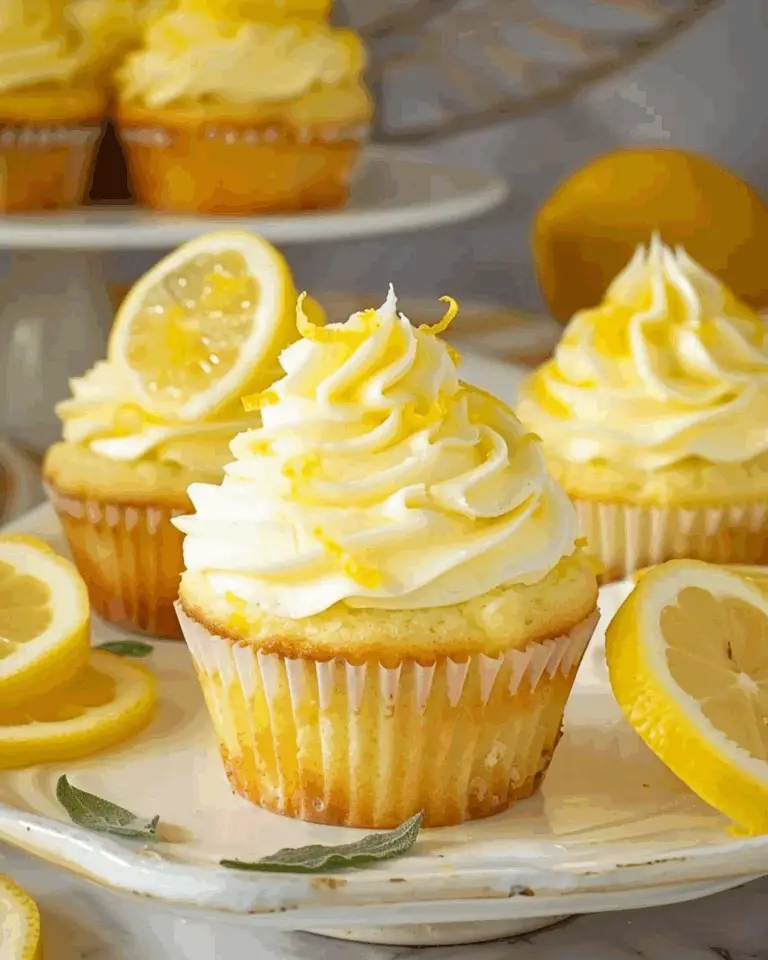 Cheesecake Stuffed Lemon Cupcakes with Lemon Frosting