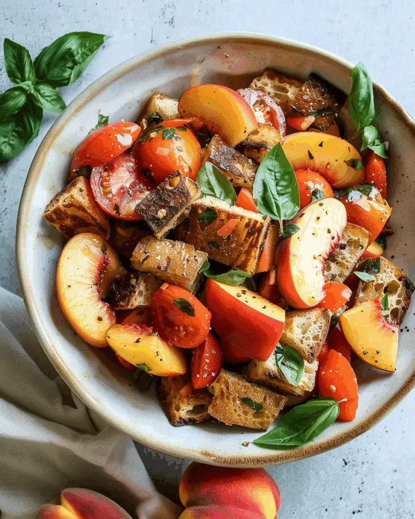 Peach and Tomato Panzanella Salad