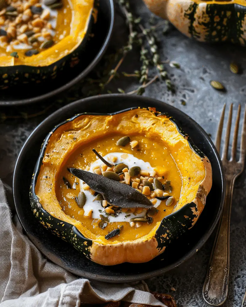 Creamy Fall Soup in Acorn Squash Bowls