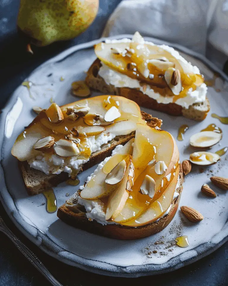 Ricotta Pear Almond Honey Toast