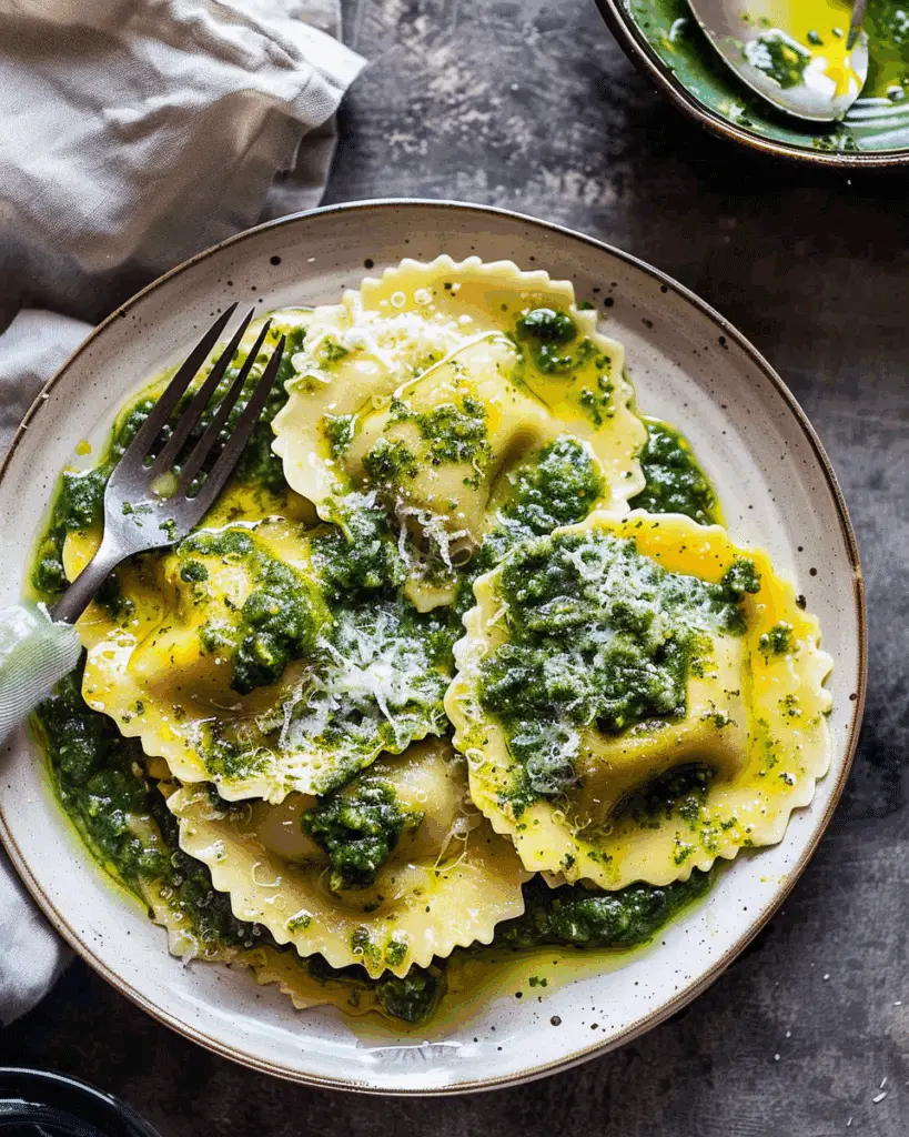 Jumbo Butternut Squash Ravioli with Kale Pesto